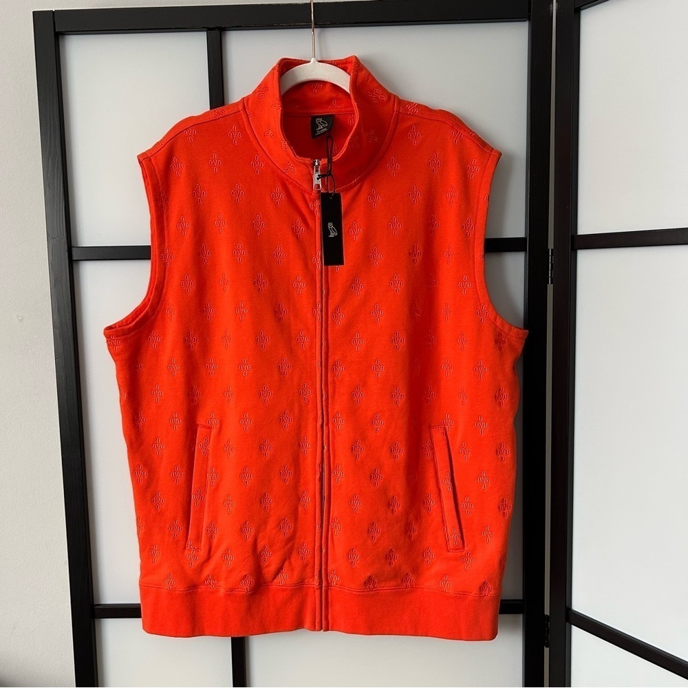 [XXL] NWT OVO Bright Orange Embroidered Monogram Zipper Vest HTF